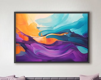 Abstract Wall Art, Bold Beautiful Purple Orange and Teal Poster, Home Decor, Over the Sofa Modern Art, Home Office Decor, Statement Piece