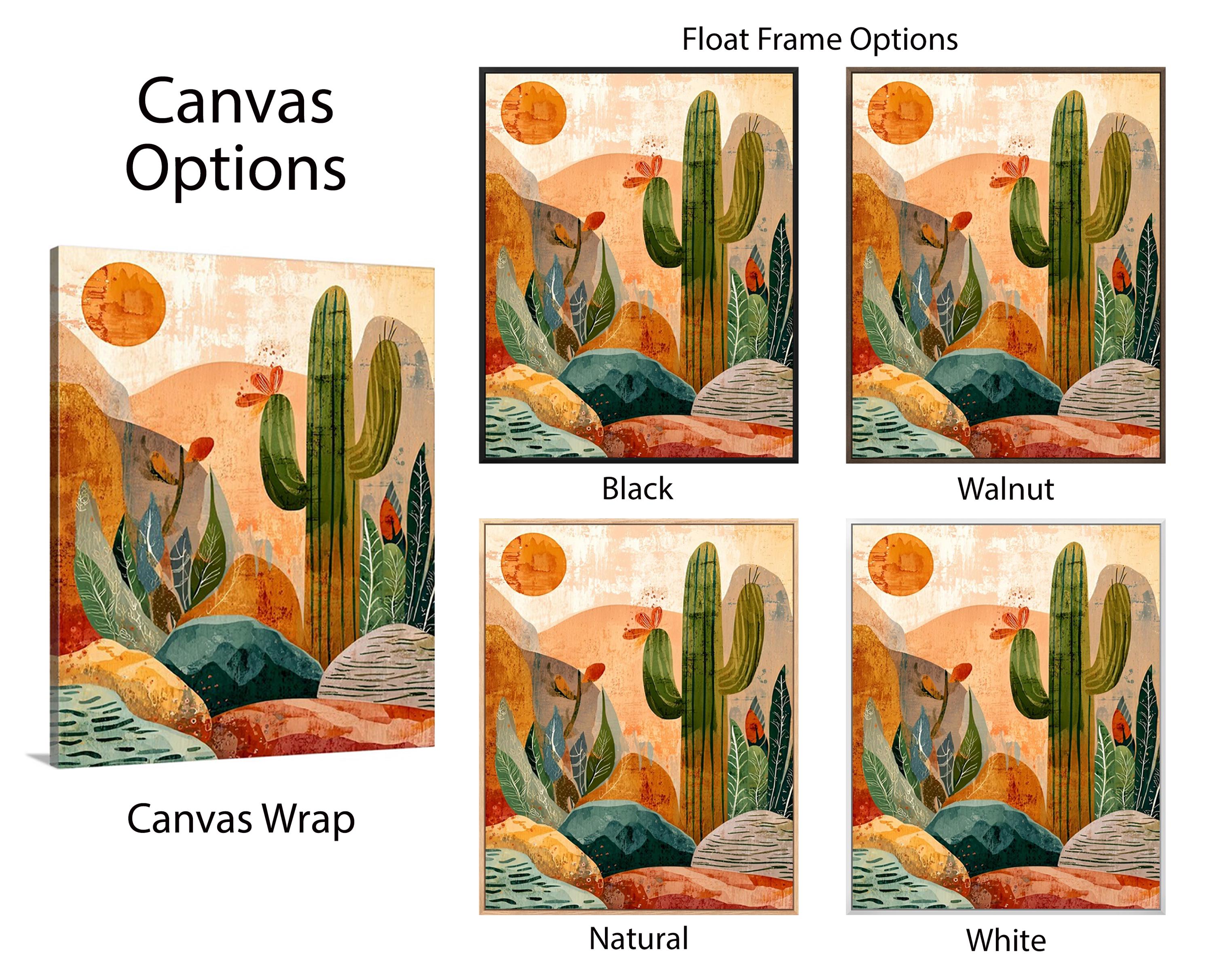 Cactus Desert Wall Art Print – Southwestern Boho Landscape in Warm ...
