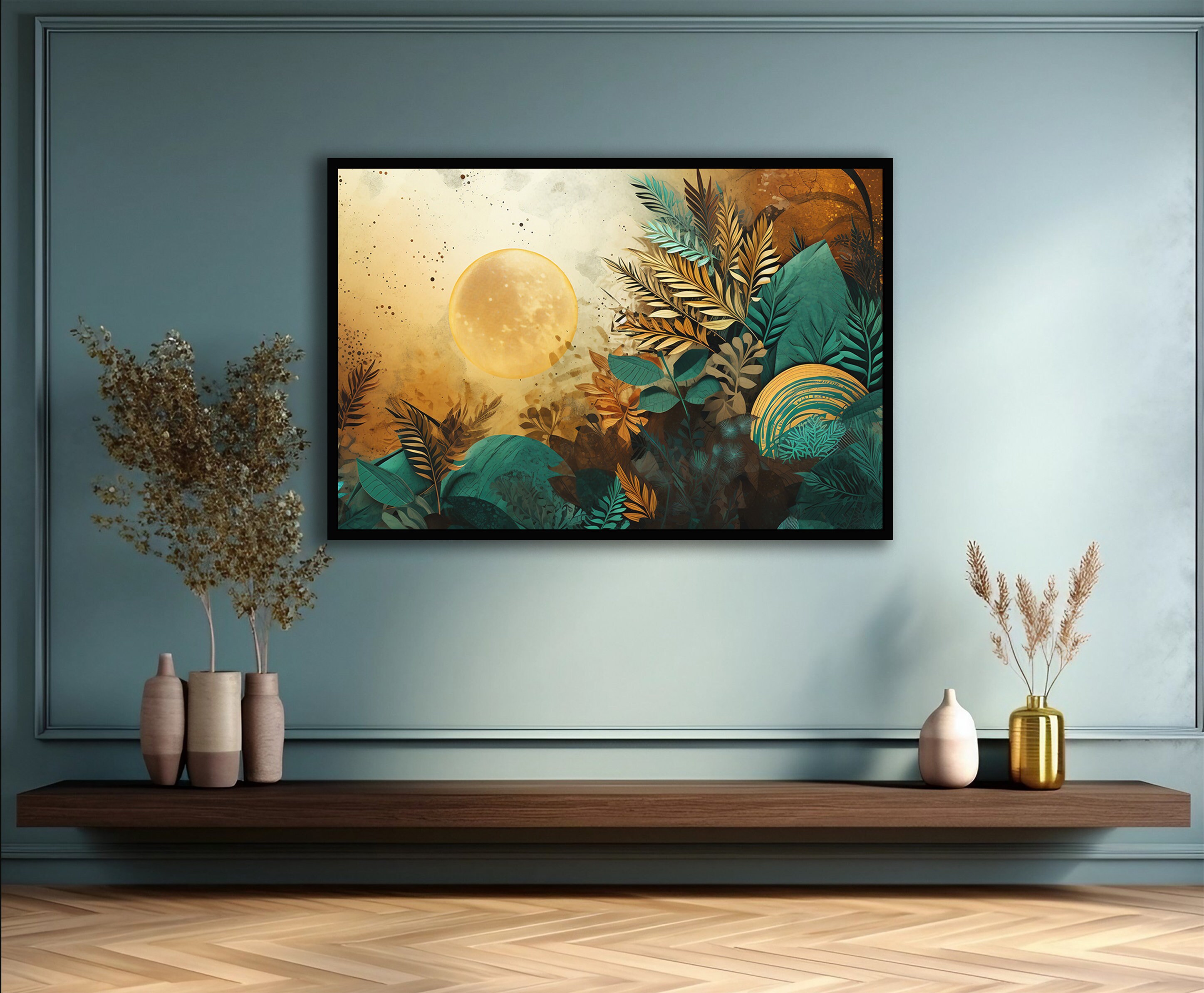 View of Abstract Wall Art, Nature Inspired Print, Bold Beautiful Color and ...