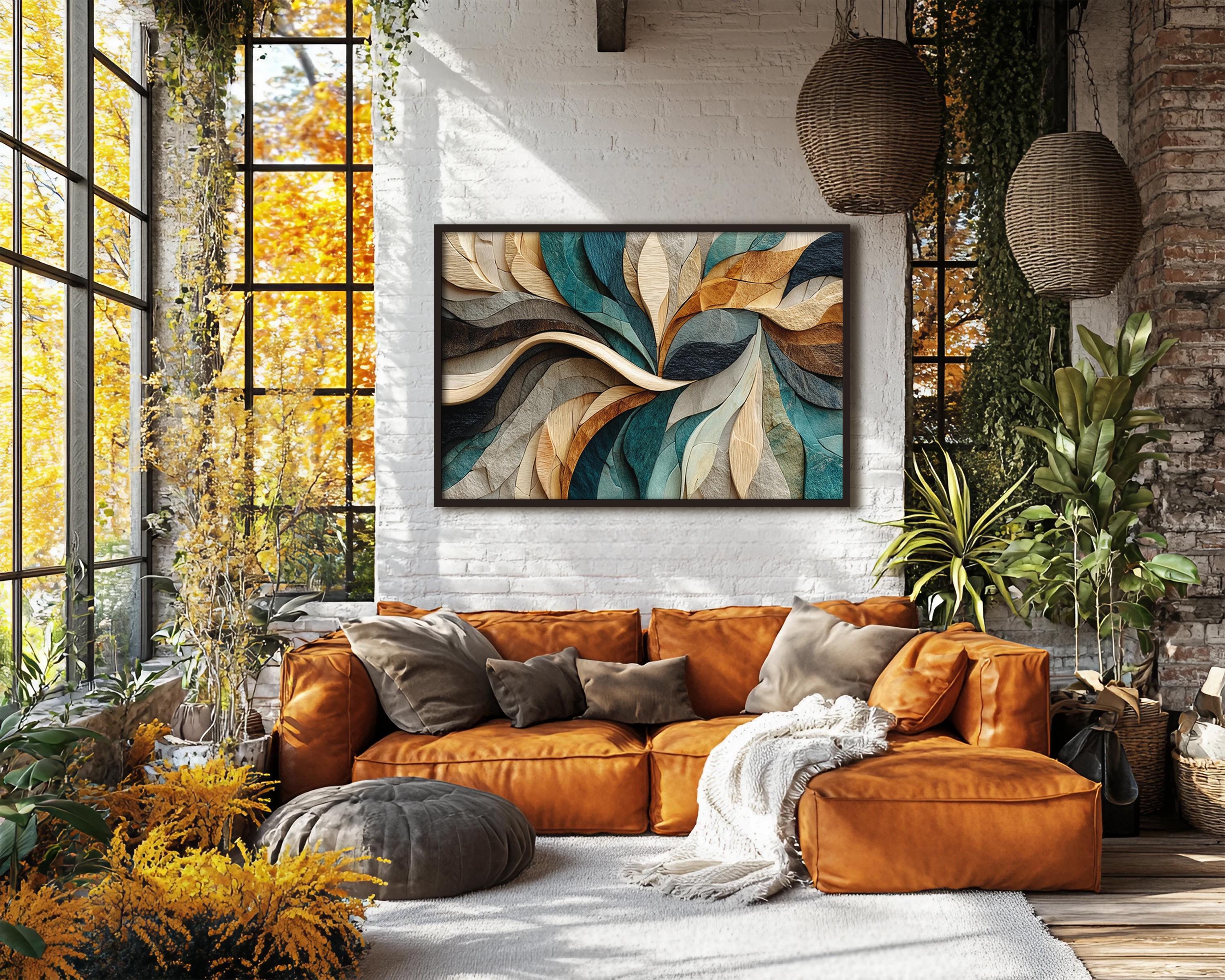 Textured Abstract Nature Wall Art Print – Earthy Organic Leaf Design in ...
