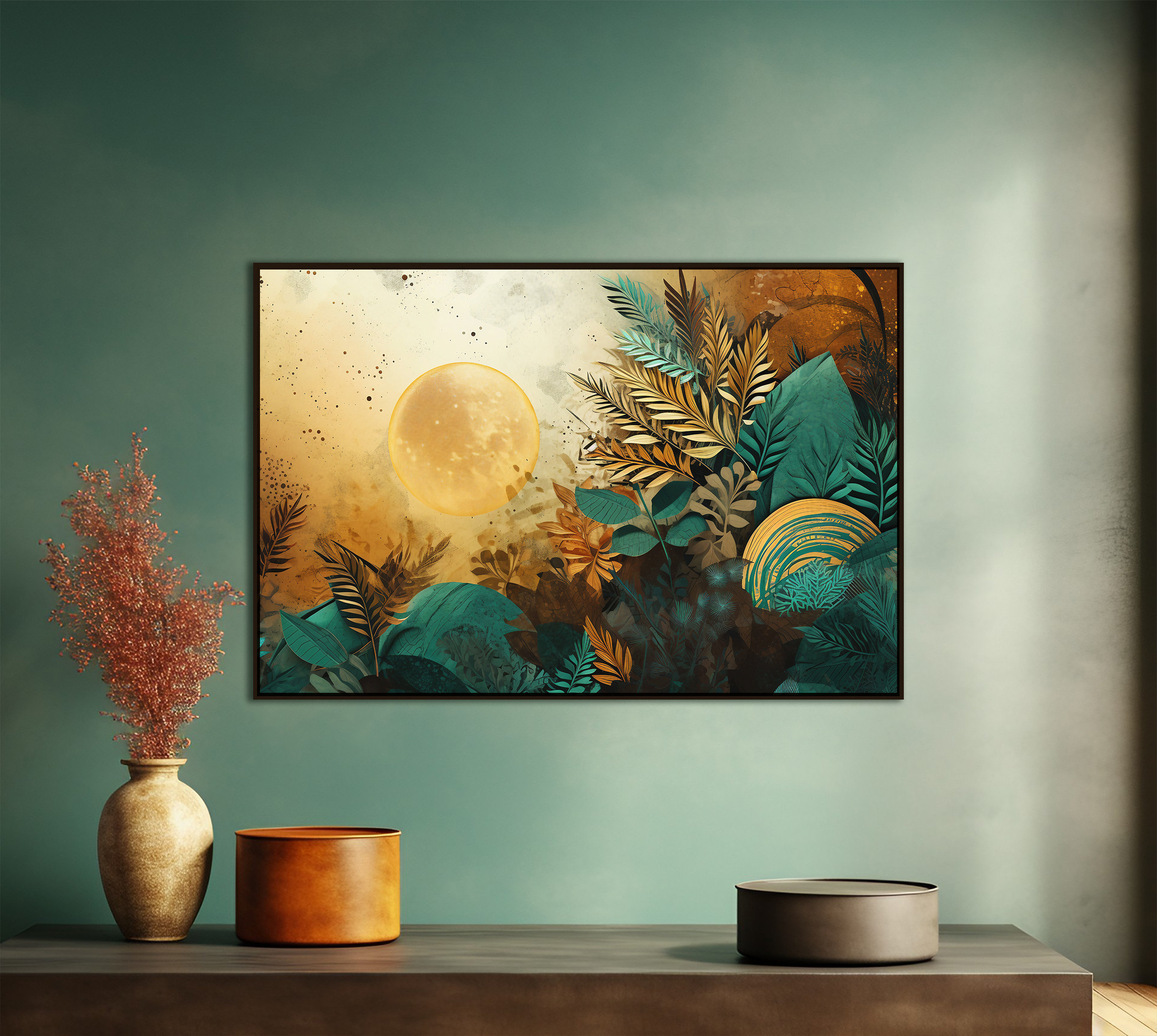 Abstract Wall Art, Nature Inspired Print, Bold Beautiful Color and ... - Bold Apartment Decor With Nature-Inspired Wall Art