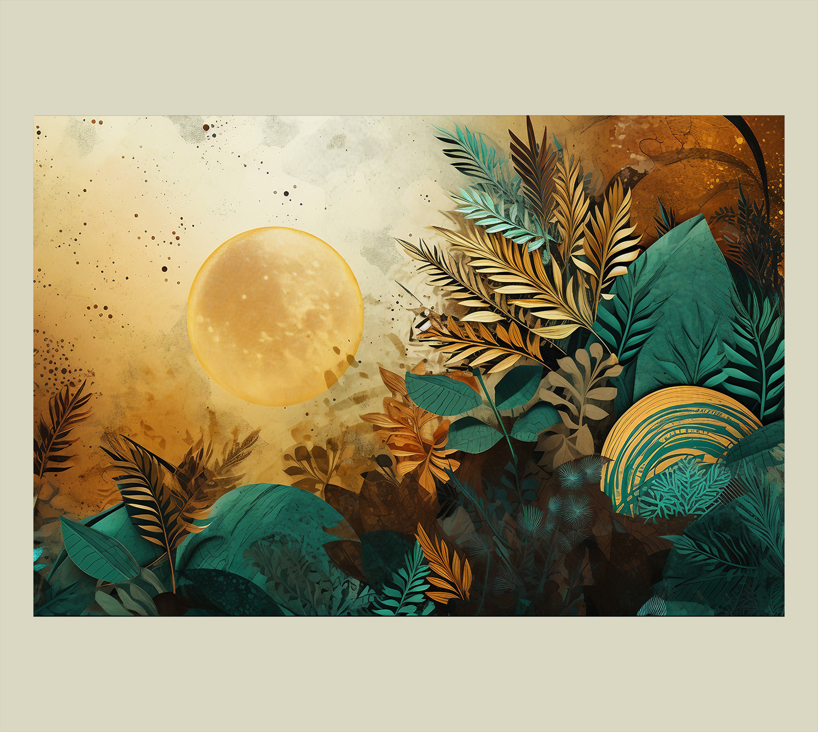 Abstract Wall Art, Nature Inspired Print, Bold Beautiful Color and ... - Bold Apartment Decor With Nature-Inspired Wall Art