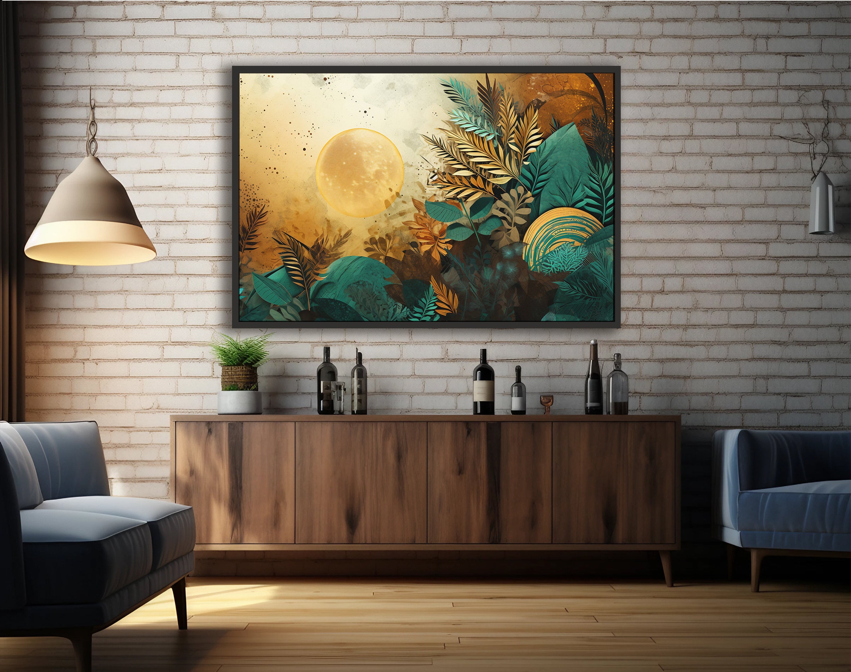 View of Abstract Wall Art, Nature Inspired Print, Bold Beautiful Color and ...