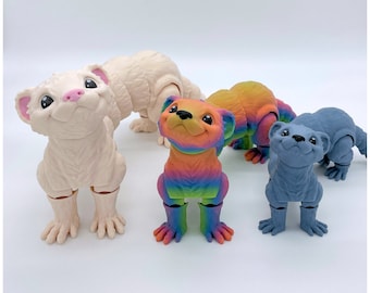 Articulated Ferret Toy - 3D Printed Animal Fidget, MatMire Makes