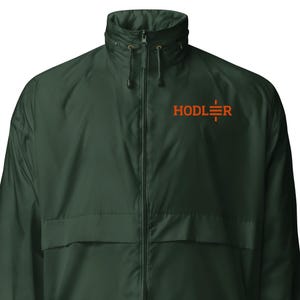Bitcoin Hodler Embroidery Unisex Windbreaker | BTC Believers Embroidered Jacket | Father&#39;s Day Gift for Crypto Enthusiasts