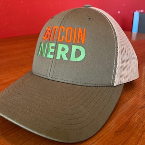 Bitcoin Nerd Embroidered Trucker Hat - Crypto BTC Cap