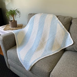 Baby Blanket, Blue & White Baby Blanket, Newborn Blanket, Baby Shower Gift, Gift for Newborn Baby Boy,  Stroller Blanket, Car Seat Blanket