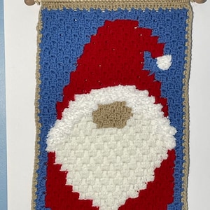 Santa Gnome, Wall Decor, Holiday Gnome, Crocheted Wall Hanging, Christmas Decor, Boy Gnome, Santa Beard, Gnome Lover Gift, Whimsical Santa