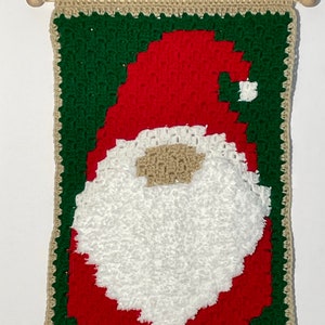 Santa Gnome, Wall Decor, Holiday Gnome, Crocheted Wall Hanging, Christmas Decor, Boy Gnome, Santa Beard, Gnome Lover Gift, Whimsical Santa