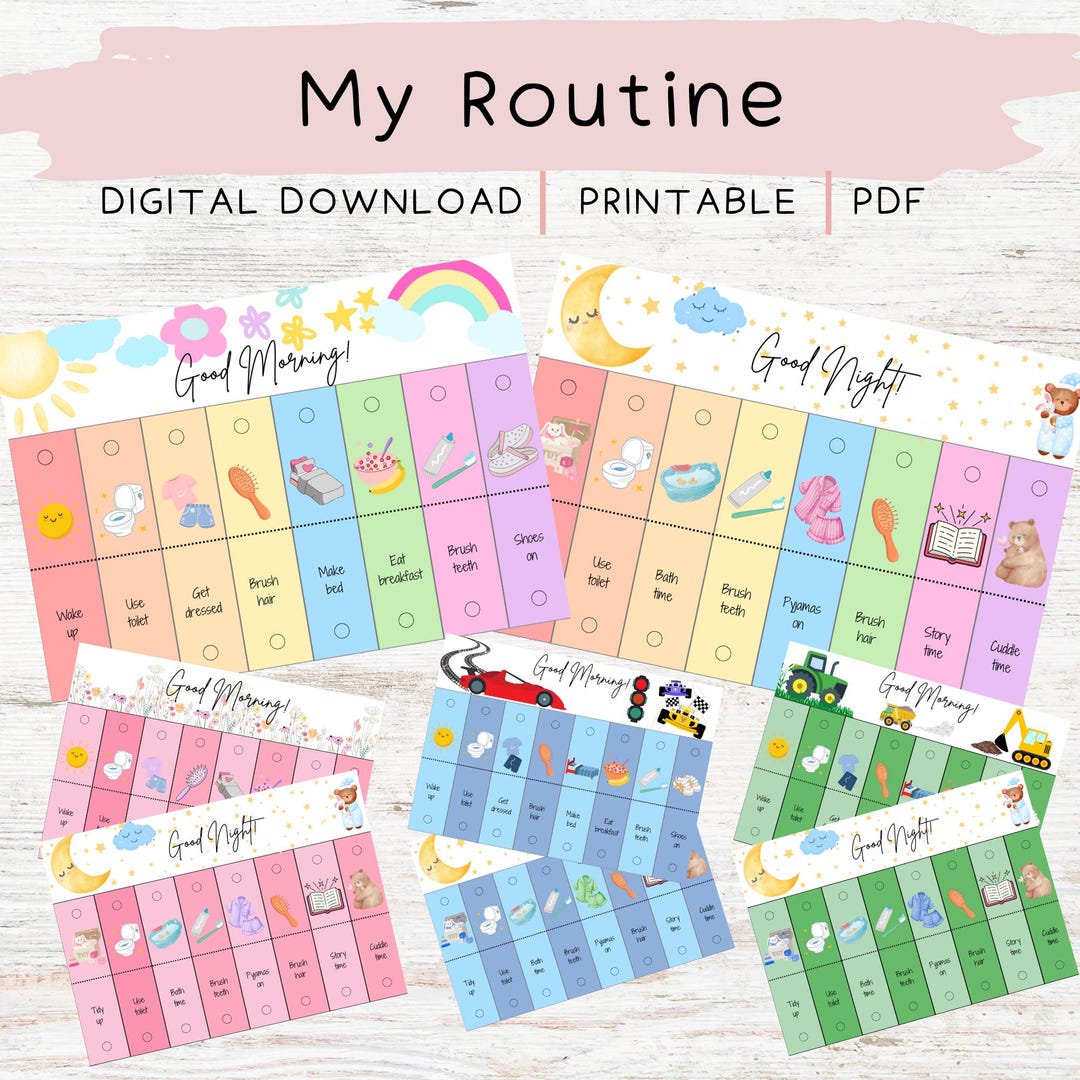 Routine Chart for Kids - Printable – Toddler Visual Schedule – Morning ...