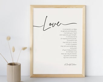 LOVE Poem Wall Art, Downloadable Print, One-of-a-kind Poetry, Romance, Contemporary design, Printable Artwork,  Cream w/black text, Unique