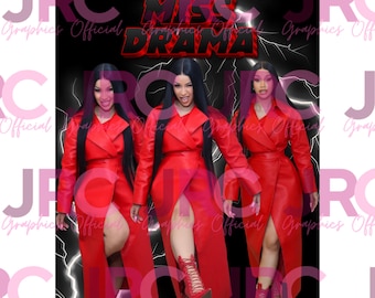 Cardi B - Design della maglietta del Little Miss Drama Tour PNG