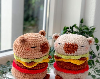 Low-Sew Capybara Burger Crochet Pattern By.Geekie
