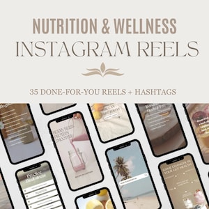 Instagram Reel Ideas Nutrition Coach | Wellness Reels and Hashtags | Health Coach Pinterest | Nutrition Template | TikTok