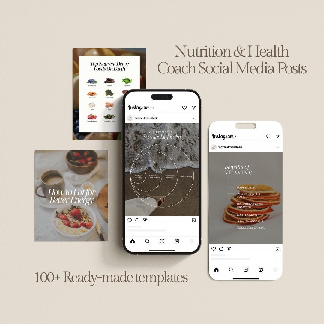 100+ Nutrition & Wellness Coach Canva Templates | Editable Social Media ...