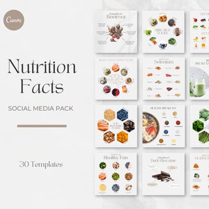 Nutrition Facts Instagram Post Templates, Health Coach, Wellness, Nutrition Coach, Canva Templates