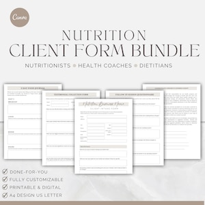 Nutrition Client Intake Form Bundle: Health Coach Template (PDF)
