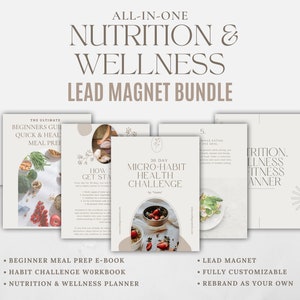 Nutrition Planner Lead Magnet Coaching Bundle | Meal Prep Nutrition Coach Guide | Fitness Health Coach Planner | Habit Challenge Workbook