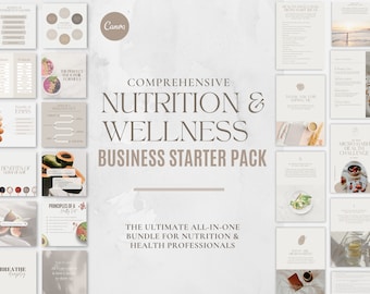Paquete de inicio para negocios de nutrición: Plantillas de Canva, formularios para clientes (descarga digital)