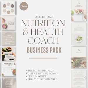 Nutrition Health Coach Bundle | Canva Instagram Post Template | Nutrition and Wellness Planner | Client Intake Forms | Lead Magnet