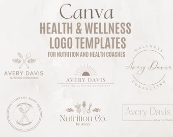 Nutrition Logo Template Canva | Health Website Logo Design | Editable Premade Logo Design | Health and Wellness Logo | Minimalist Neutral