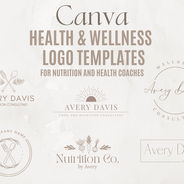Nutrition Logo Template Canva | Health Website Logo Design | Editable Premade Logo Design | Health and Wellness Logo | Minimalist Neutral