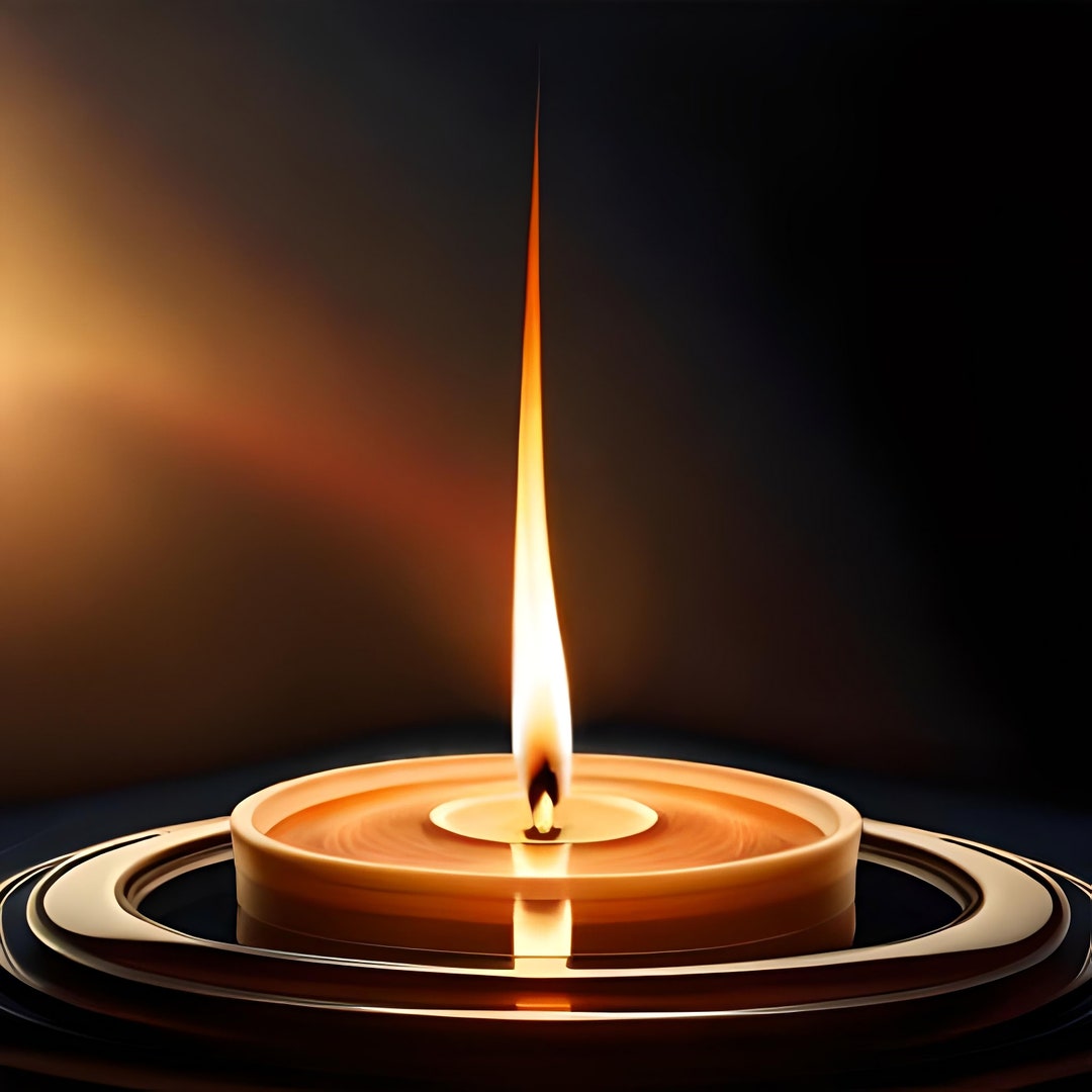 Vela encendida candelita dibujada con fondo oscuro Etsy España