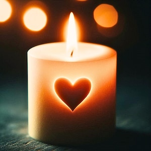 Candle dark glowing with heart and light effect
