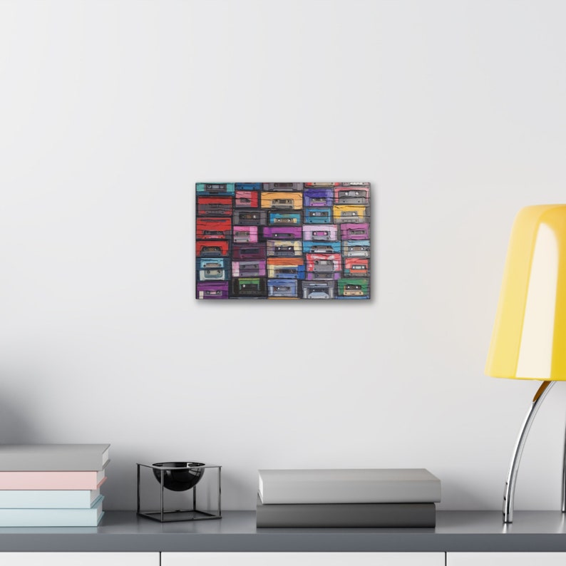 View of Cassette Tape Wall Art Print | 80s Music Painting - Etsy