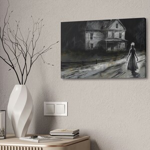 Haunting Charcoal and Pastel Sketch of a Slender Dark Woman on a Lonely Path | Ai Art