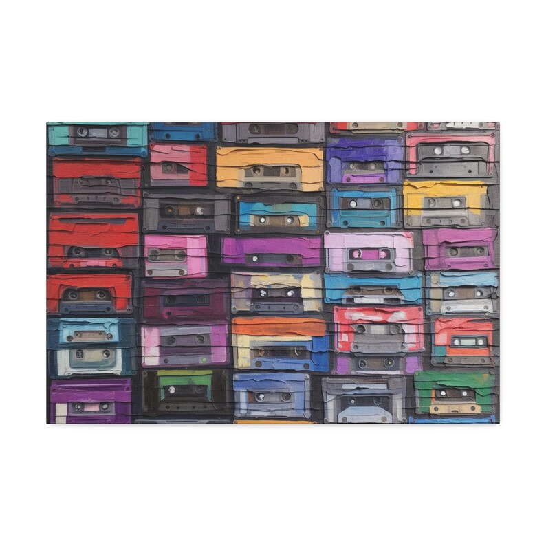 Picture of Cassette Tape Wall Art Print | 80s Music Painting - Etsy