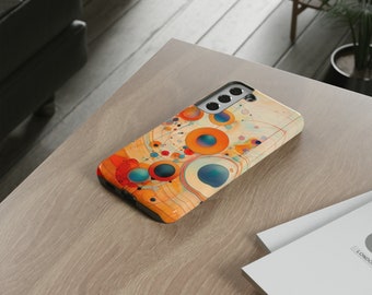 Abstract Orange, Red, and Blue Circles like Kandinsky Samsung and Google phone Tough Case | Ai Art