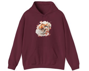 Koi Fish Hoodie: Japanese Floral Design, Unisex Sweatshirt
