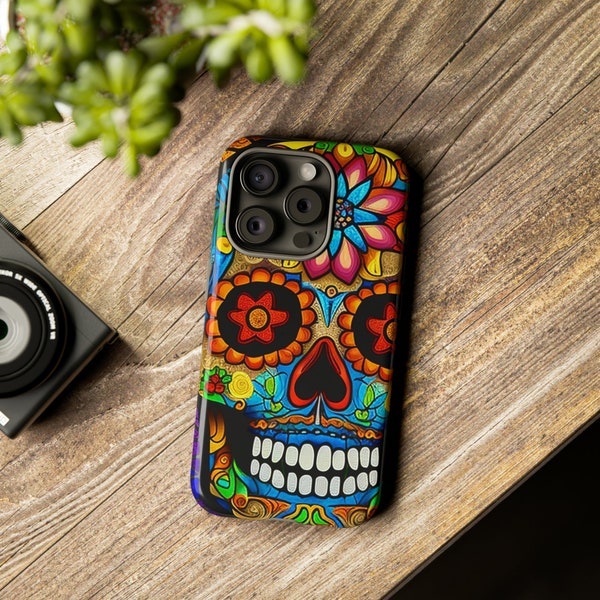 Perfect gift for the person that has it all. Help them stand out with this Stained Glass Sugar Skull (#2) iphone Tough Case. 4 Artists.