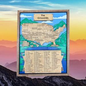 Personalized National Parks Tracker | Interactive USA Map with Laser-Cut Details”
