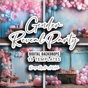 Gender Reveal Party Digital Backdrop Overlay Background Wedding Birthday Child Photo Picture Studio Event Party Back Drop