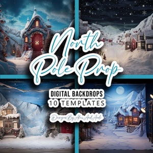 Nordpol Prop Digital Backdrop Overlay Hintergrund Hochzeit Urlaub Kind Fotoshooting Bild Studio Event Feier Party Back Drop