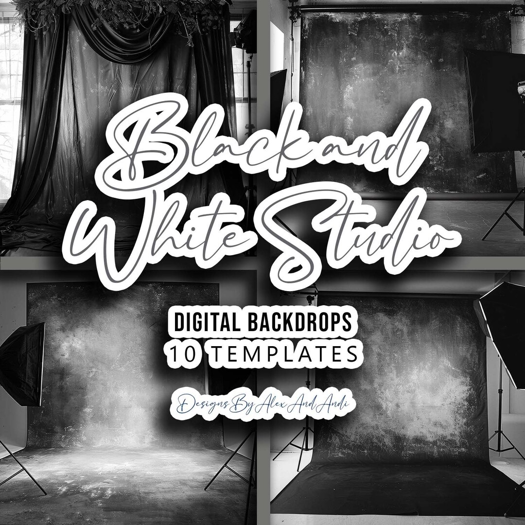 Video Studio Backdrops Black and White Studio Back Ground Model Digital Backdrop Booth Back ...