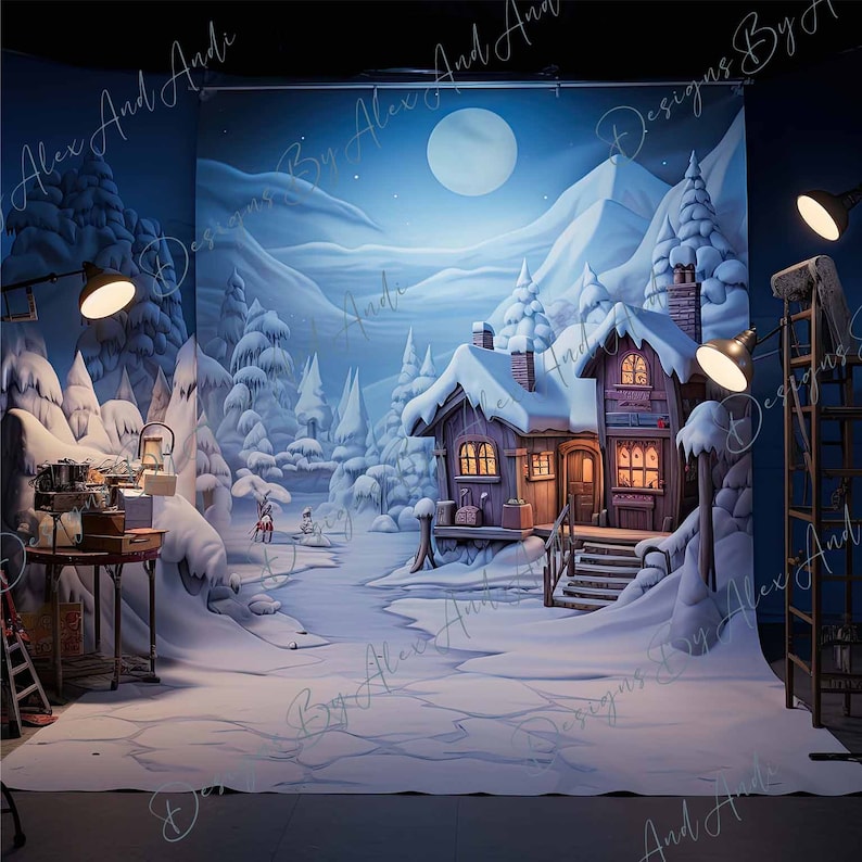 North Pole Prop Digital Backdrop Overlay Background Wedding Holiday