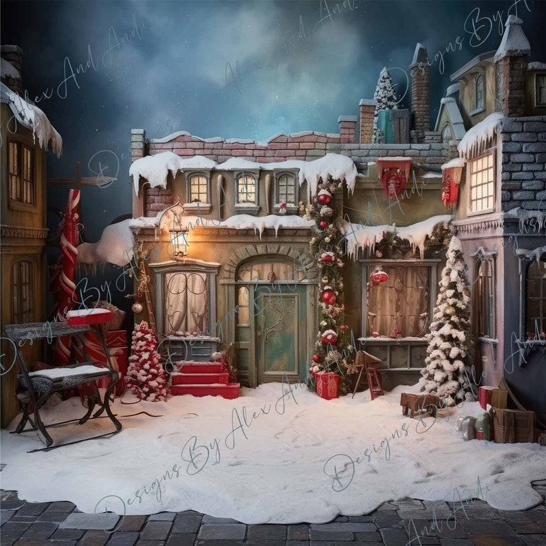 North Pole Prop Digital Backdrop Overlay Background Wedding Holiday