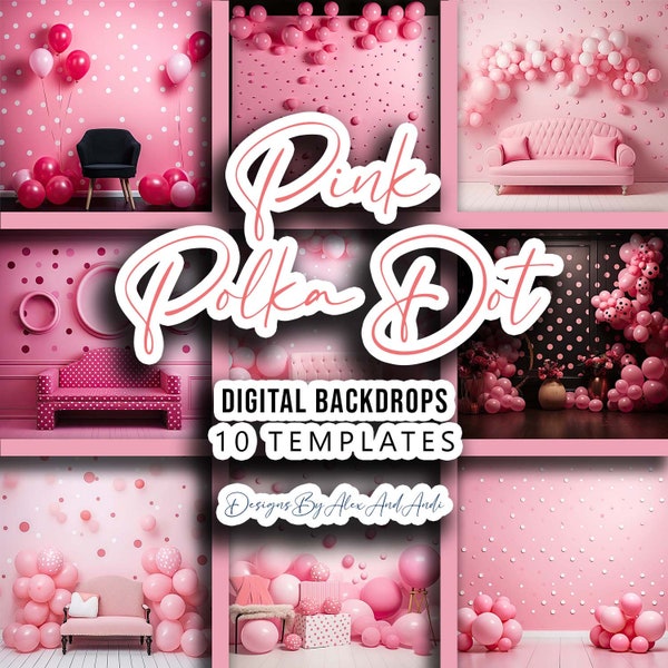 Pink Polka Dot Backdrop Background Digital Birthday Child Photo Shoot Picture Studio Event Celebration Party