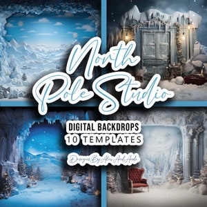 North Pole Studio Digitaler Hintergrund Overlay Hintergrund Hochzeit Urlaub Kind Foto Bild Studio Event Party Back Drop