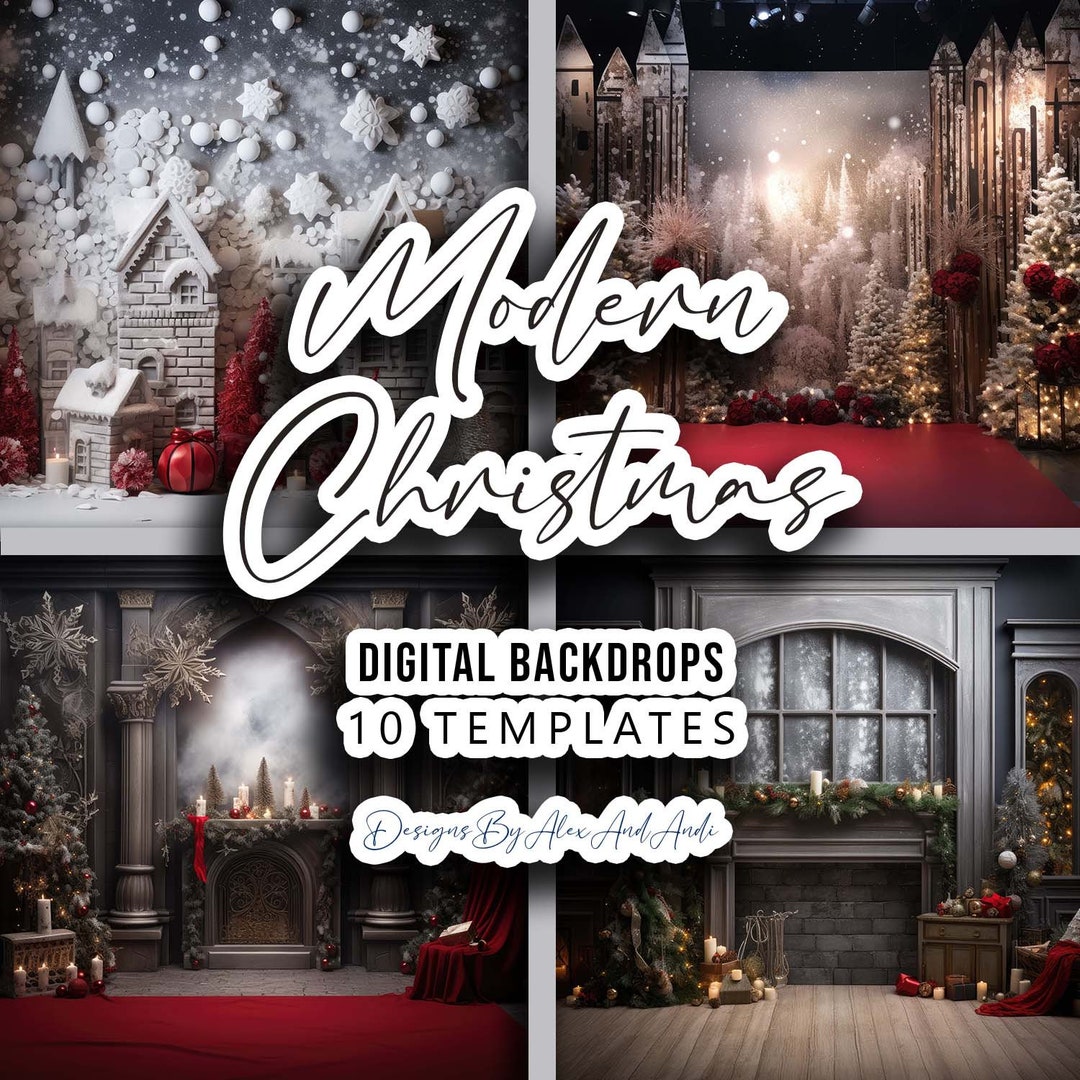 Modern Christmas Digital Backdrop Overlay Background Birthday Home ...