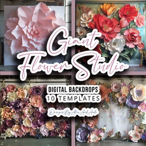 Giant Flower Studio Digital Background Backdrop Wedding Overlay Sweet 16 Party Photo Shoot Picture Studio Event Celebration Back Drop