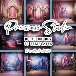 Princess Studio Backdrop Background Digital Child Sweet 16 Photo Shoot Picture Prop Photo Booth Event Occasion Celebration Party