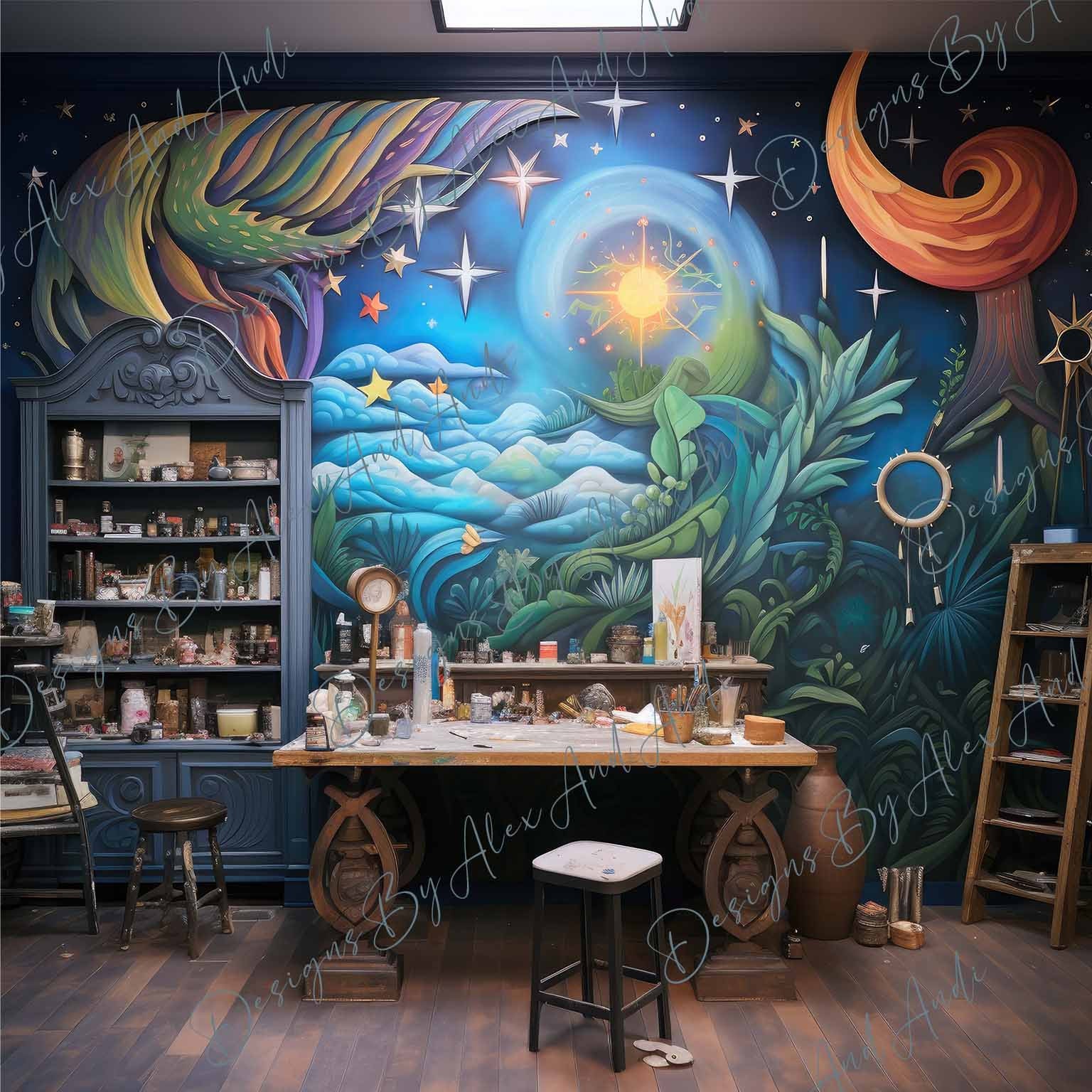 Arts and Crafts Studio Backdrop Artful Backdrop Background Digital ...