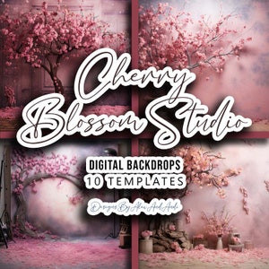 Cherry Blossom Studio Digital Backdrop Overlay Background Wedding Holiday Child Photo Shoot Picture Studio Event Celebration Party Back Drop