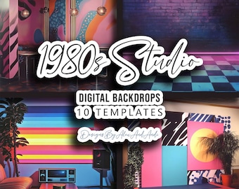 1980s Studio Digital Backdrops: Photo Shoot Backgrounds (JPG)