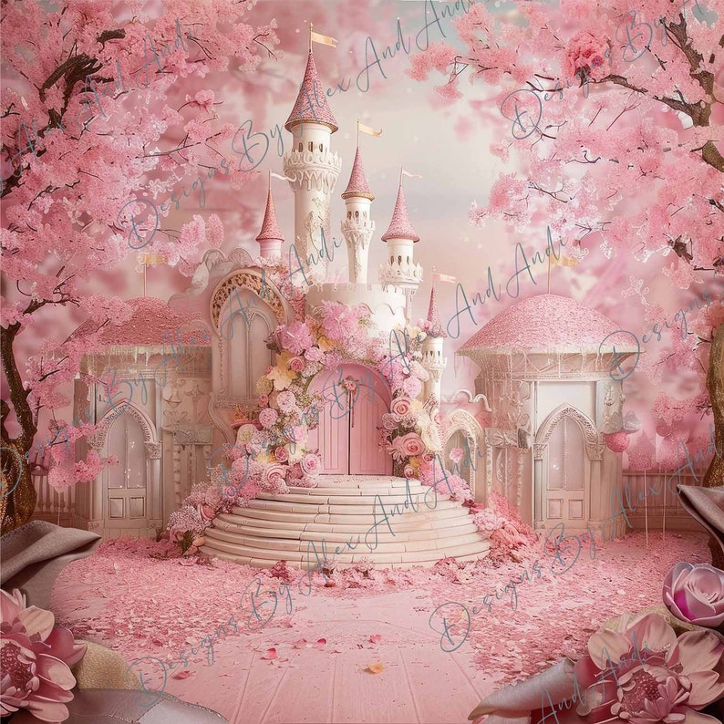 Aperturee Once Upon a Time Princess Half Moon Arch Backdrop, Pink Fairytale Castle Silhouette, First Birthday or Baby Shower Party Decor