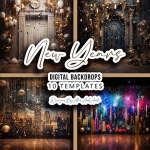New Years Digital Backdrop Overlay Background Photo Picture Studio Event Celebration Party Back Drop